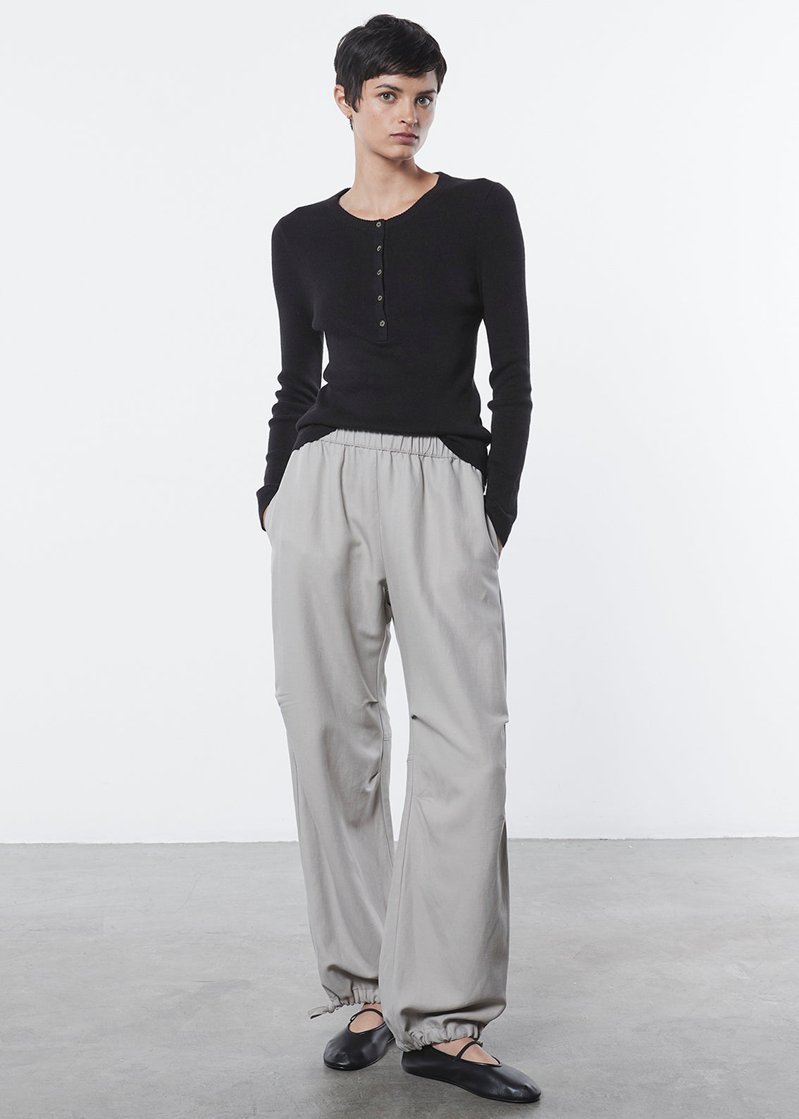 Linen Knit Henley | Black – Enza Costa