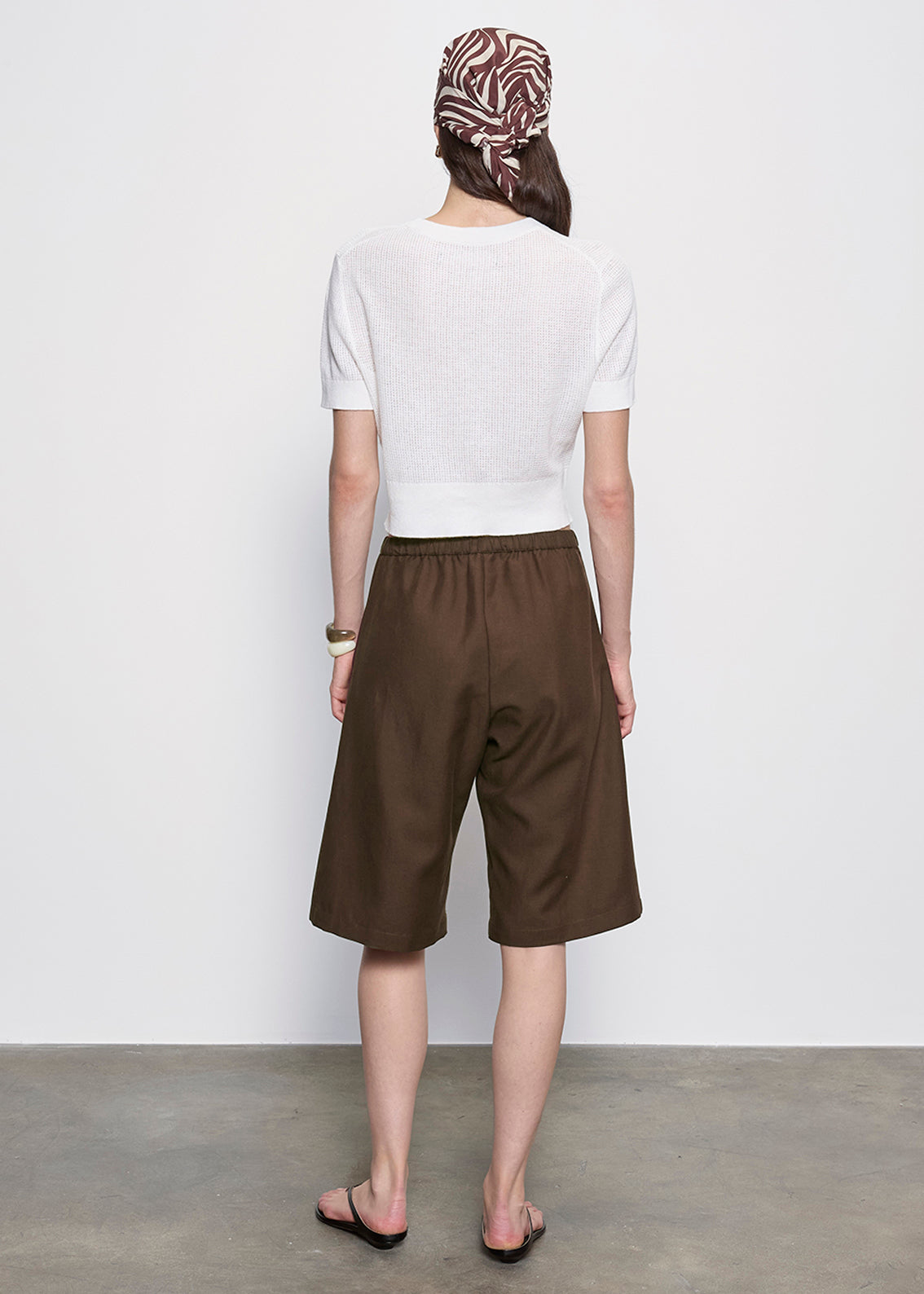 Linen Open Knit Cropped S/S | Off White