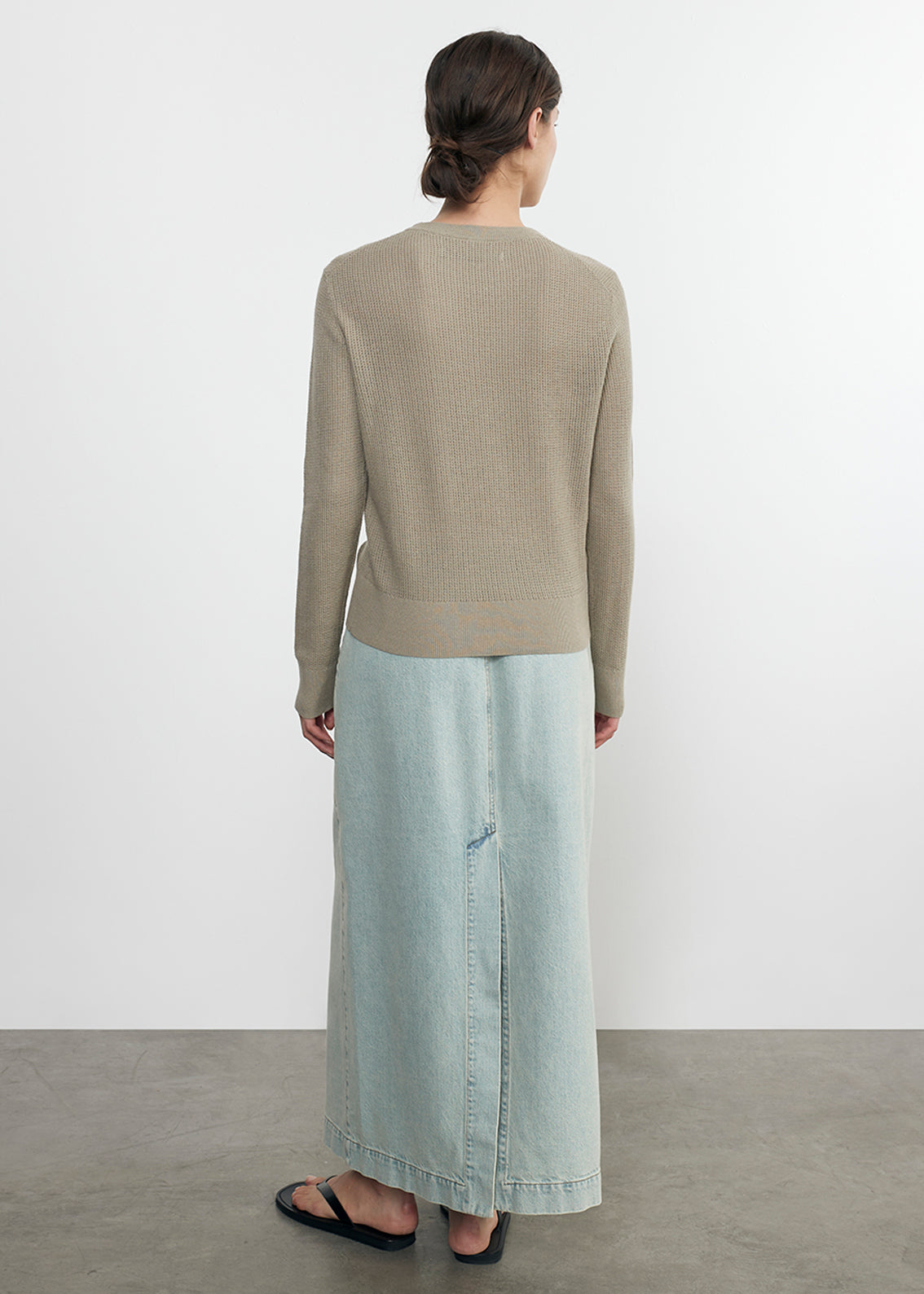 Linen Open Knit Crewneck | Ash