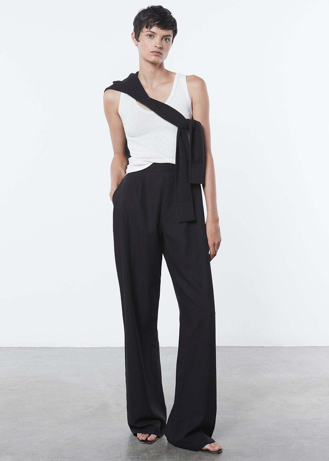 Twill Pleated Pant | Black – Enza Costa