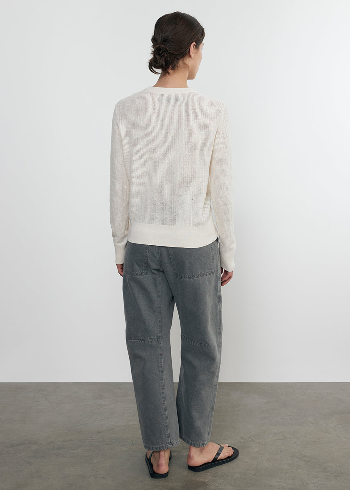 Linen Open Knit Crewneck | Cream