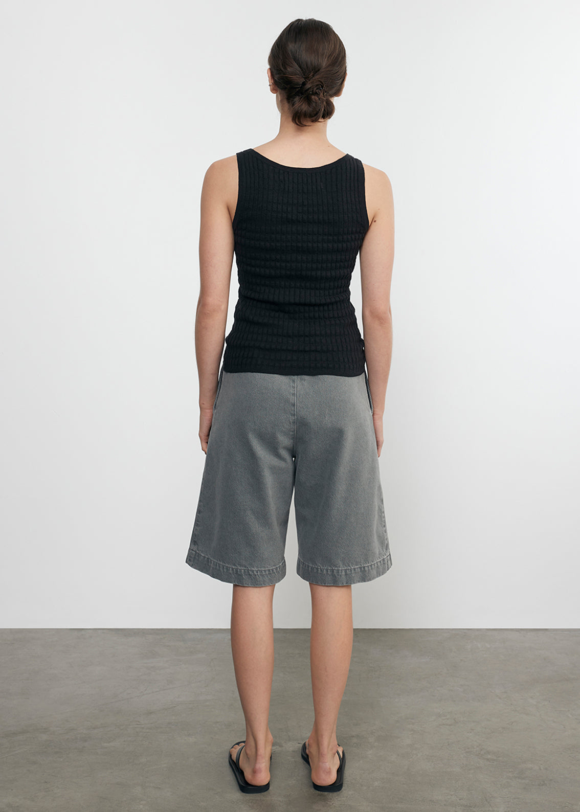 Linen Cotton Sweater Tank | Black