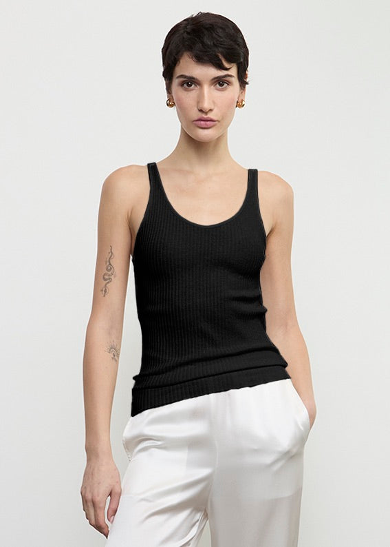 Military Rib Slim Tank | Black – Enza Costa