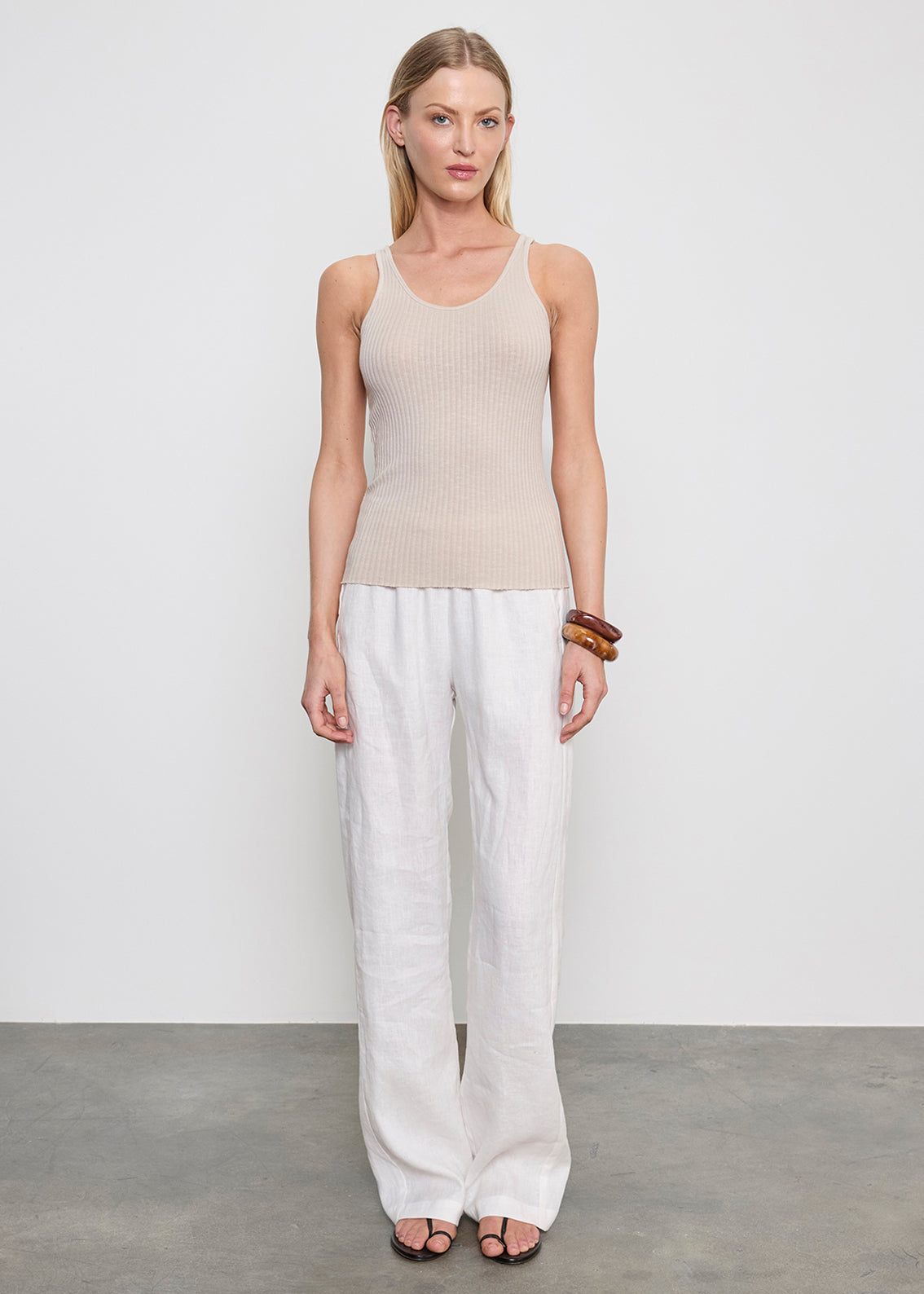 Military Rib Slim Tank | Flax