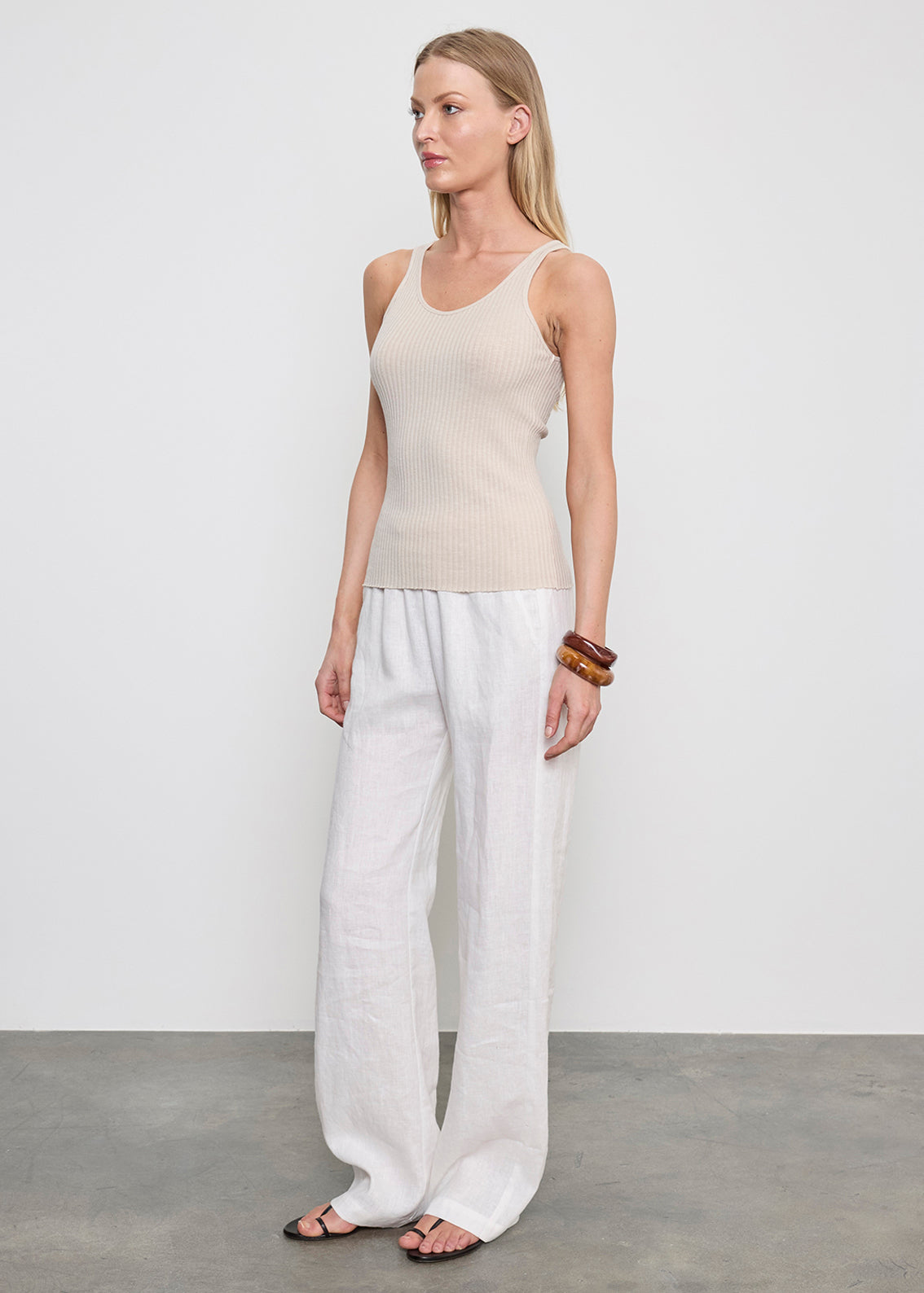 Military Rib Slim Tank | Flax