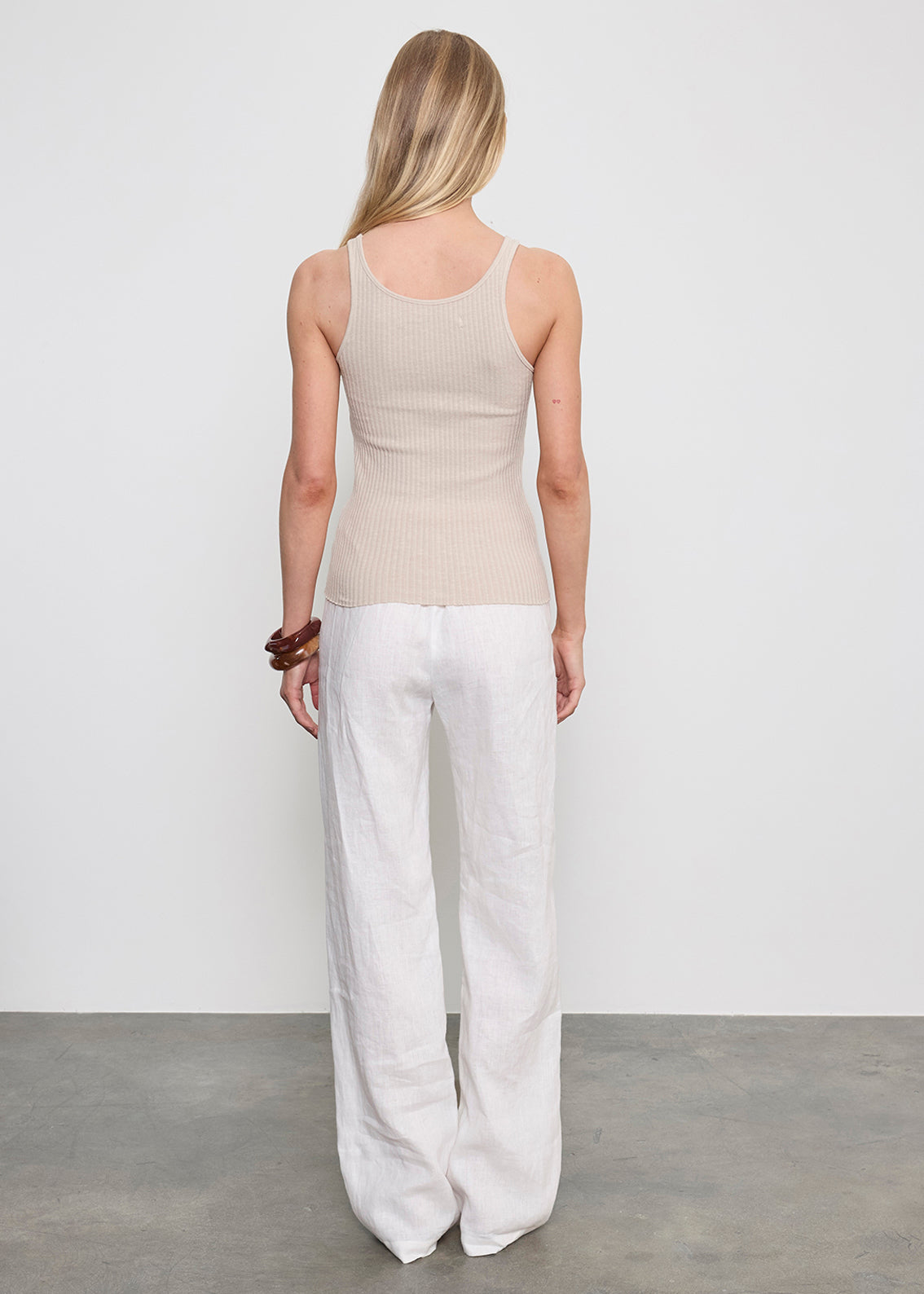 Military Rib Slim Tank | Flax