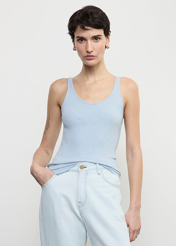 Military Rib Slim Tank | Sky