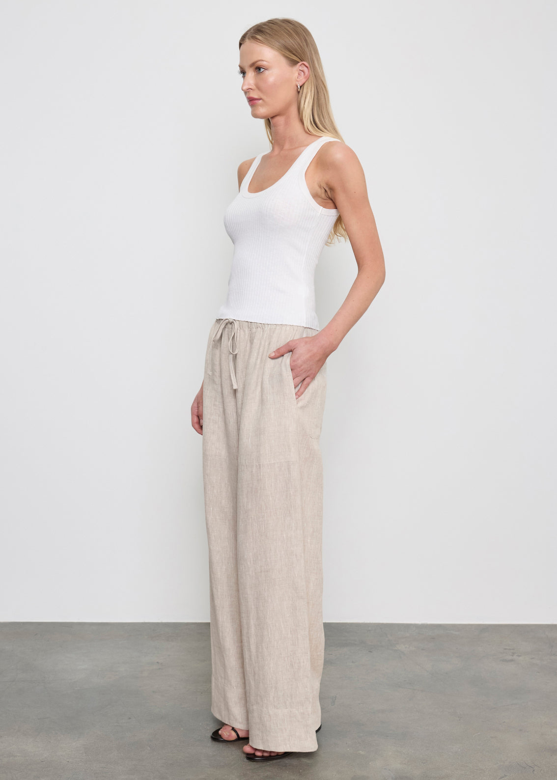 Linen Cropped Summer Pant | Jute Heather