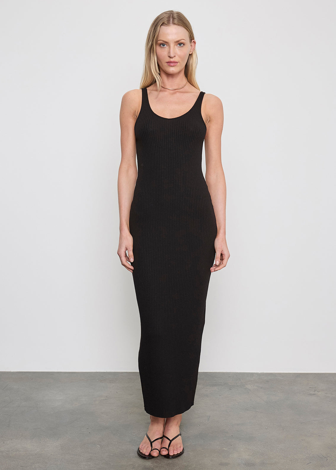 Military Rib Slim Tank Dress | Black Enza Costa Military Rib Slim Tank Dress | Black Enza Costa