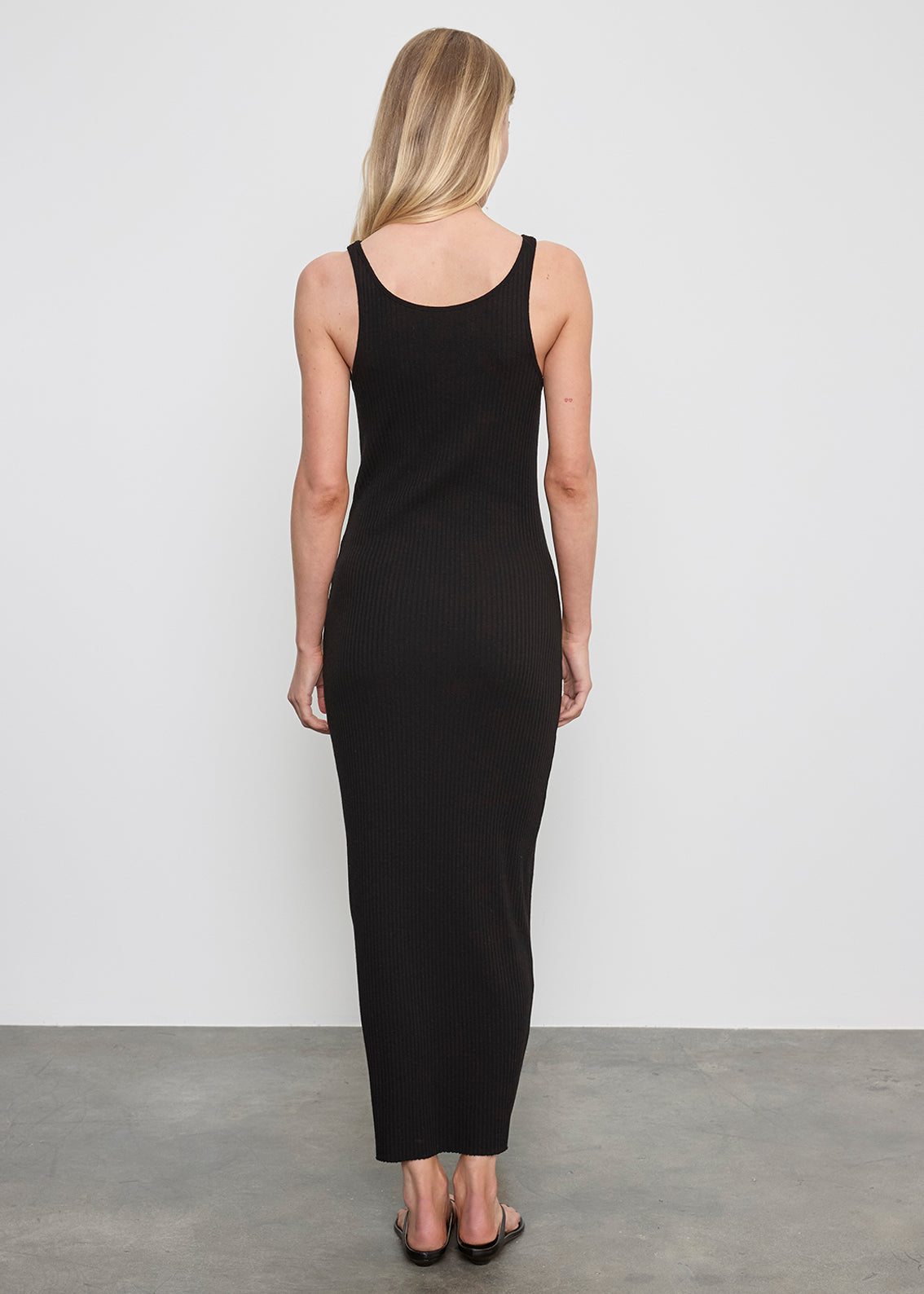 Military Rib Slim Tank Dress | Black