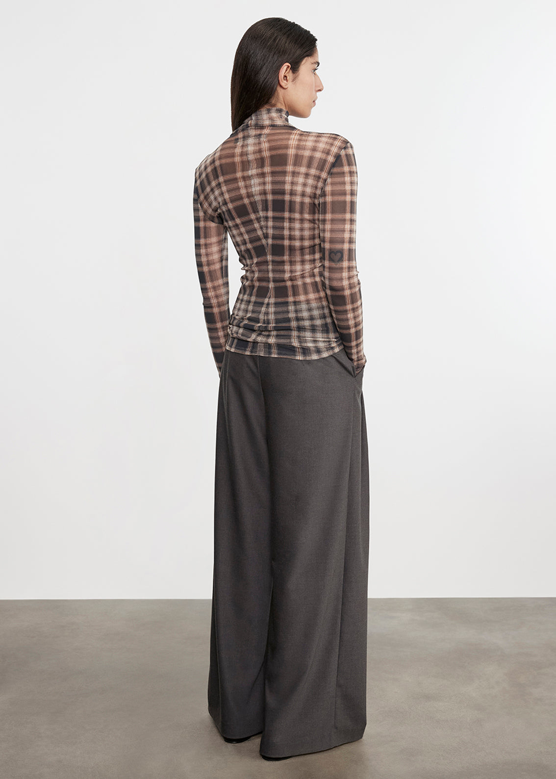 Plaid Mesh L/S Turtleneck | Plaid