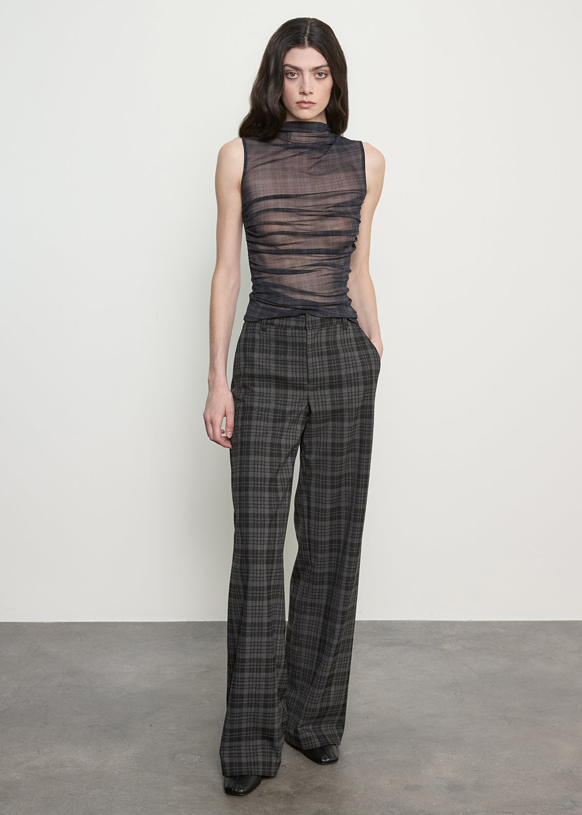 Boyish Trouser in Plaid | Charcoal Plaid