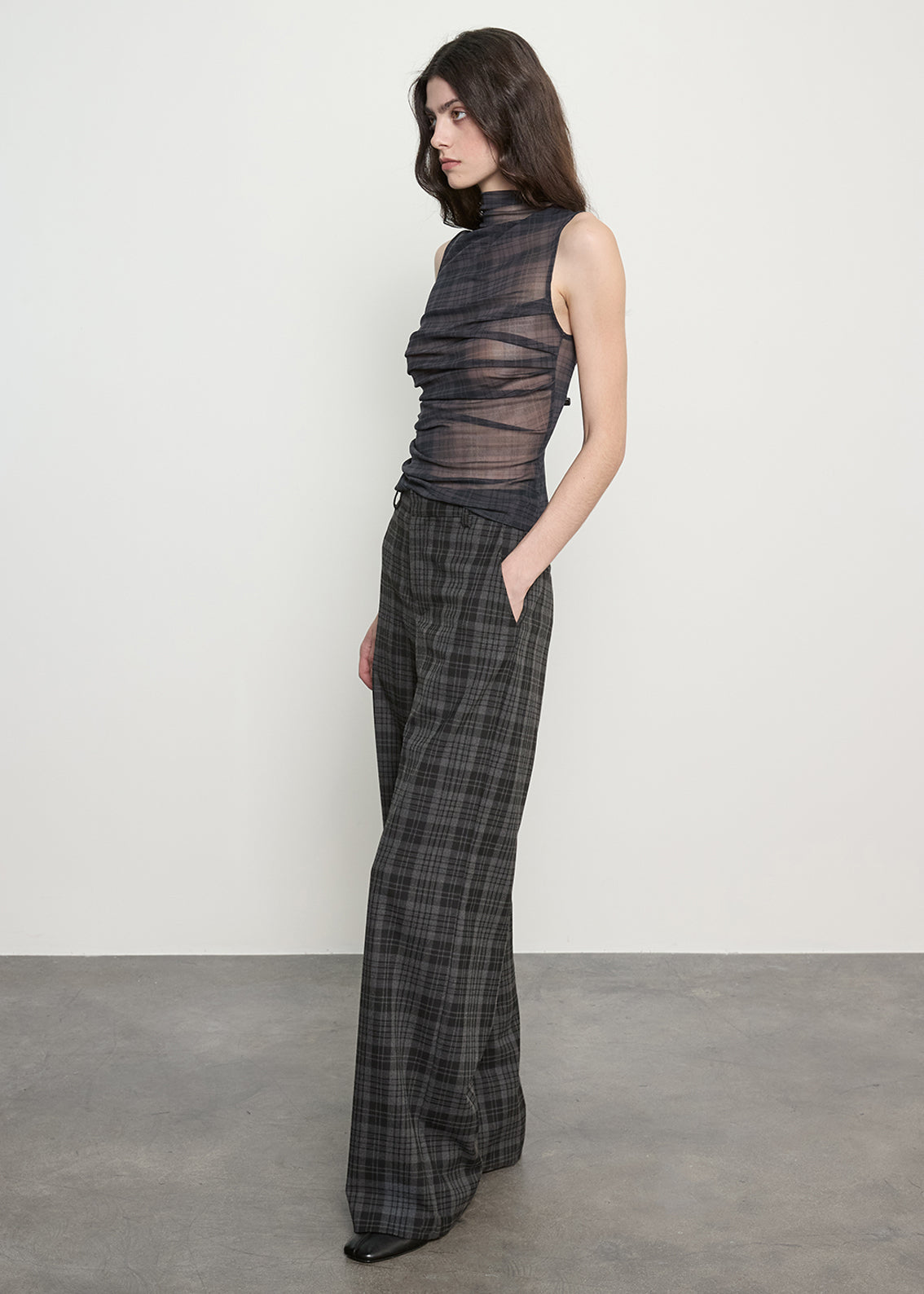 Boyish Trouser in Plaid | Charcoal Plaid