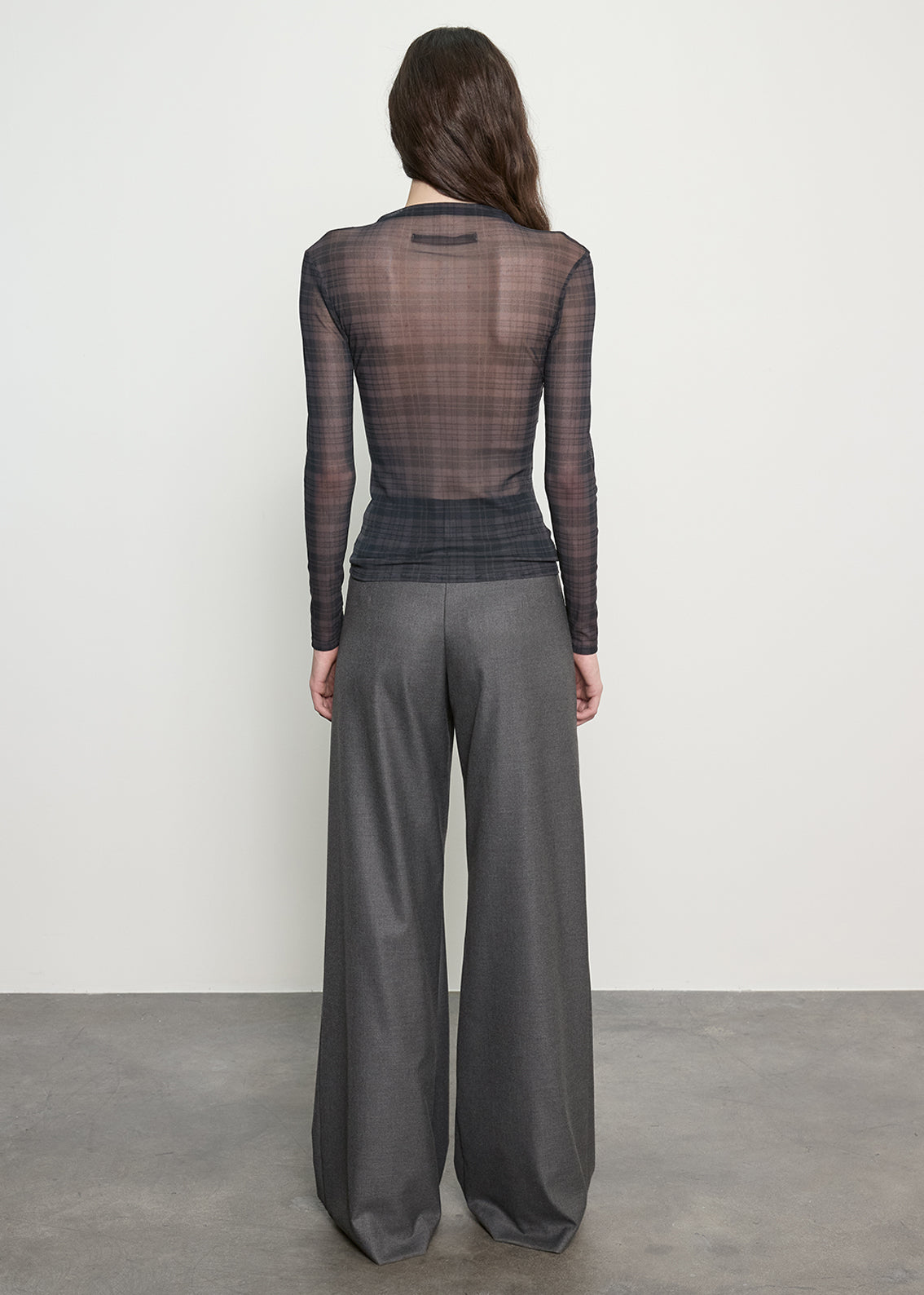 Plaid Mesh L/S Twist Top | Shadow Plaid