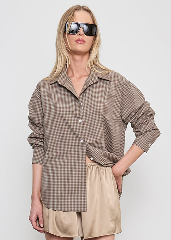 Japanese Mini Plaid Shirt | Brown Plaid