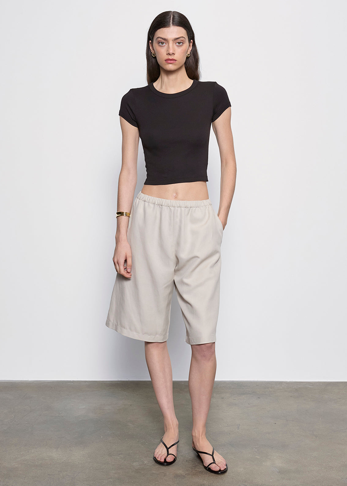 Supima Baby Cropped Tee | Black