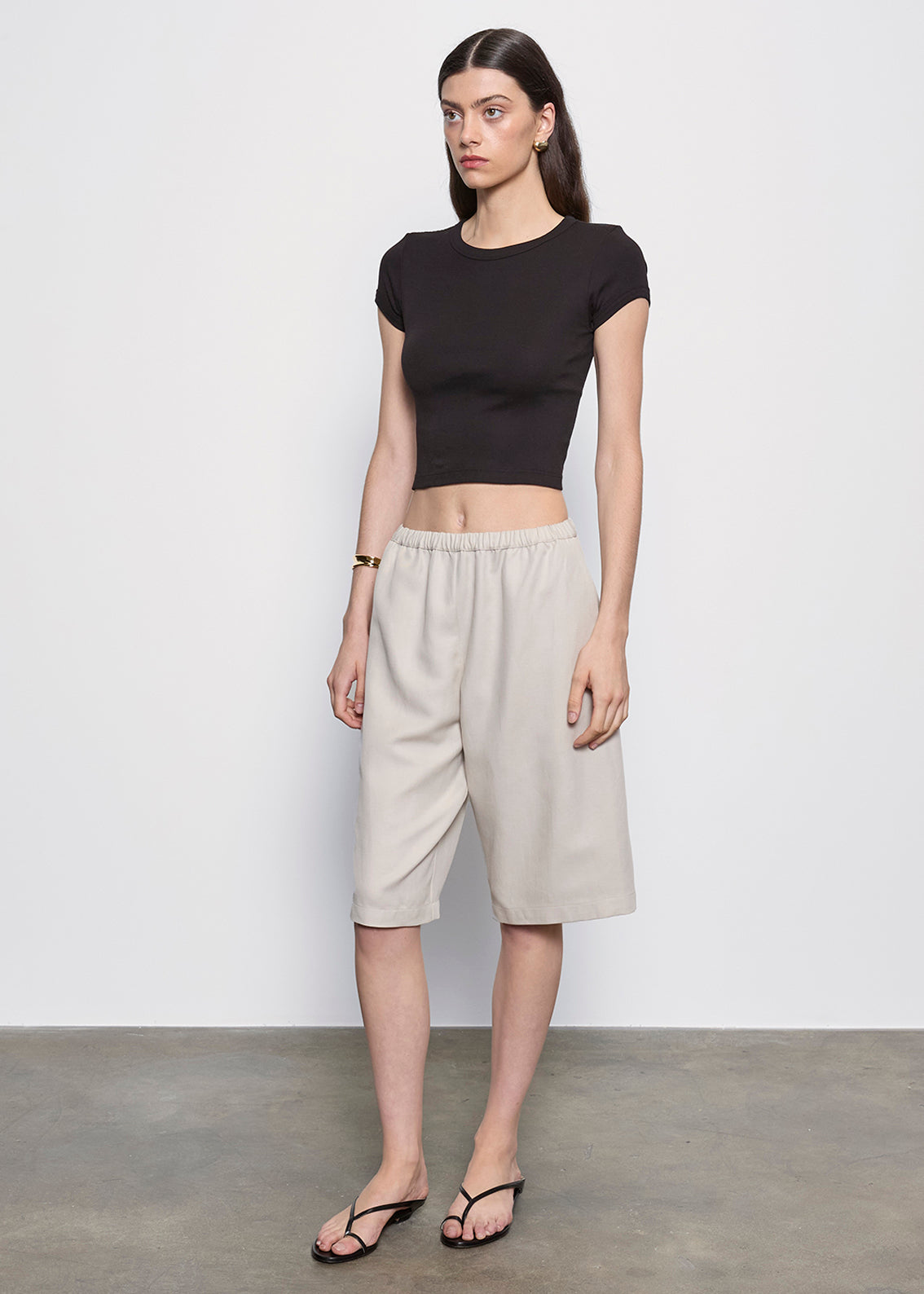 Supima Baby Cropped Tee | Black