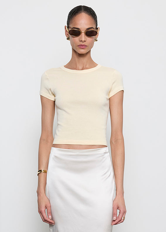 Supima Baby Rib Cropped Tee | Flan