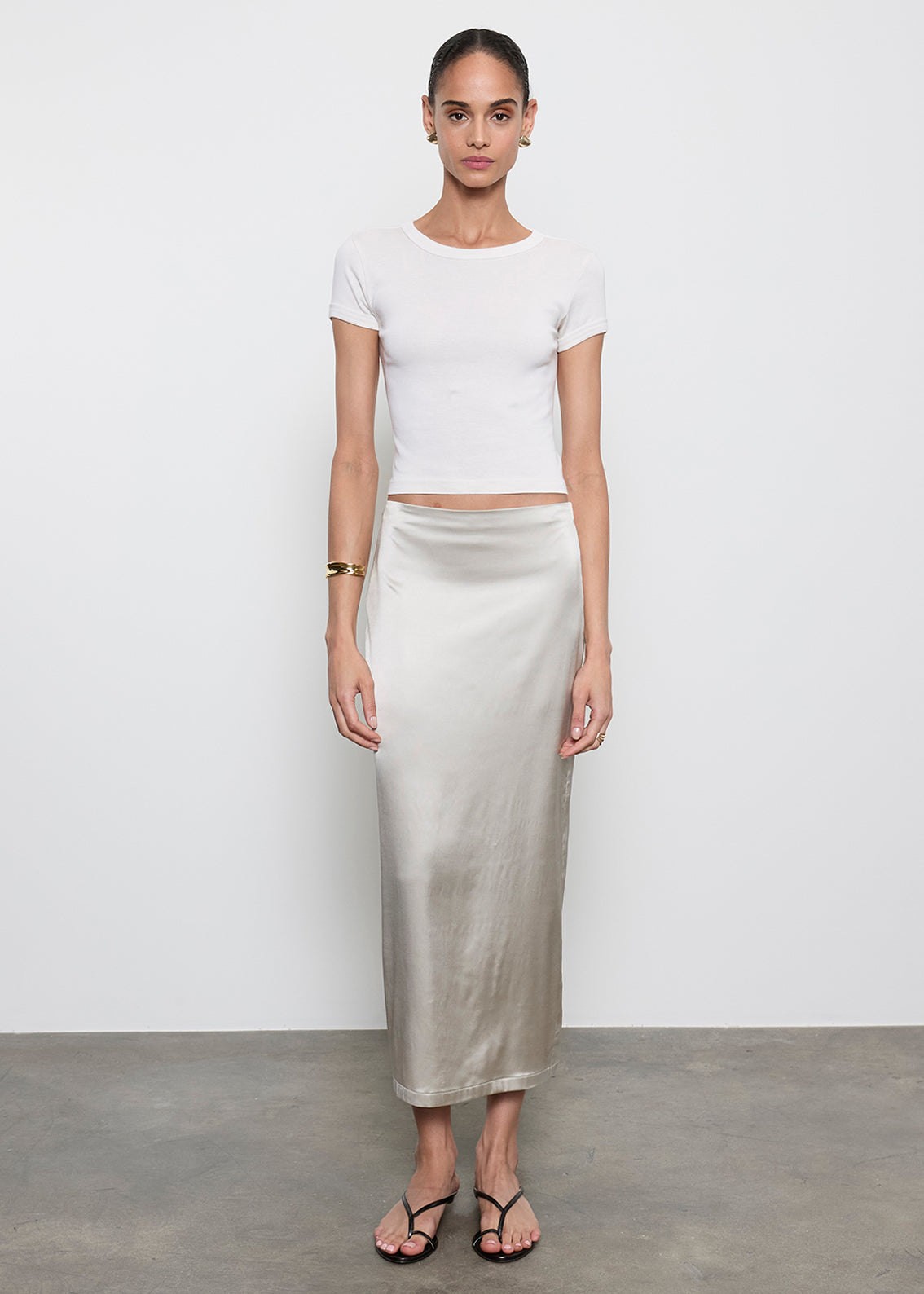Supima Baby Rib Cropped Tee | Pearl Grey