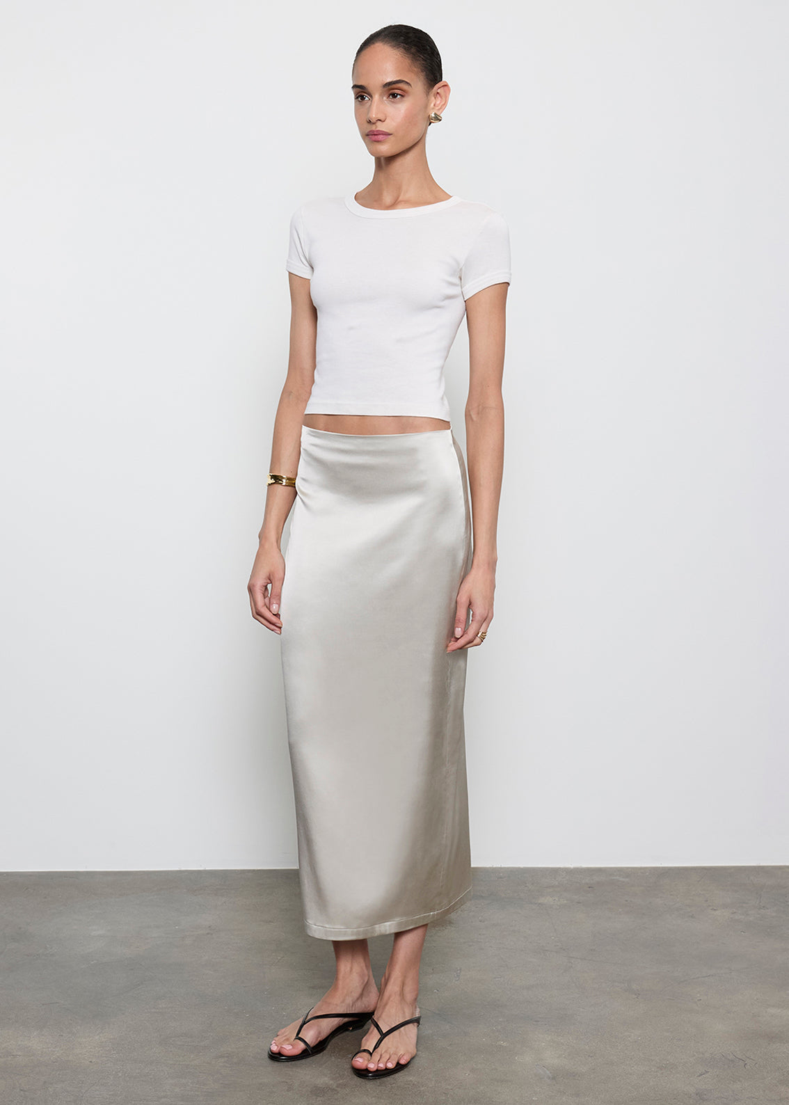 Supima Baby Rib Cropped Tee | Pearl Grey