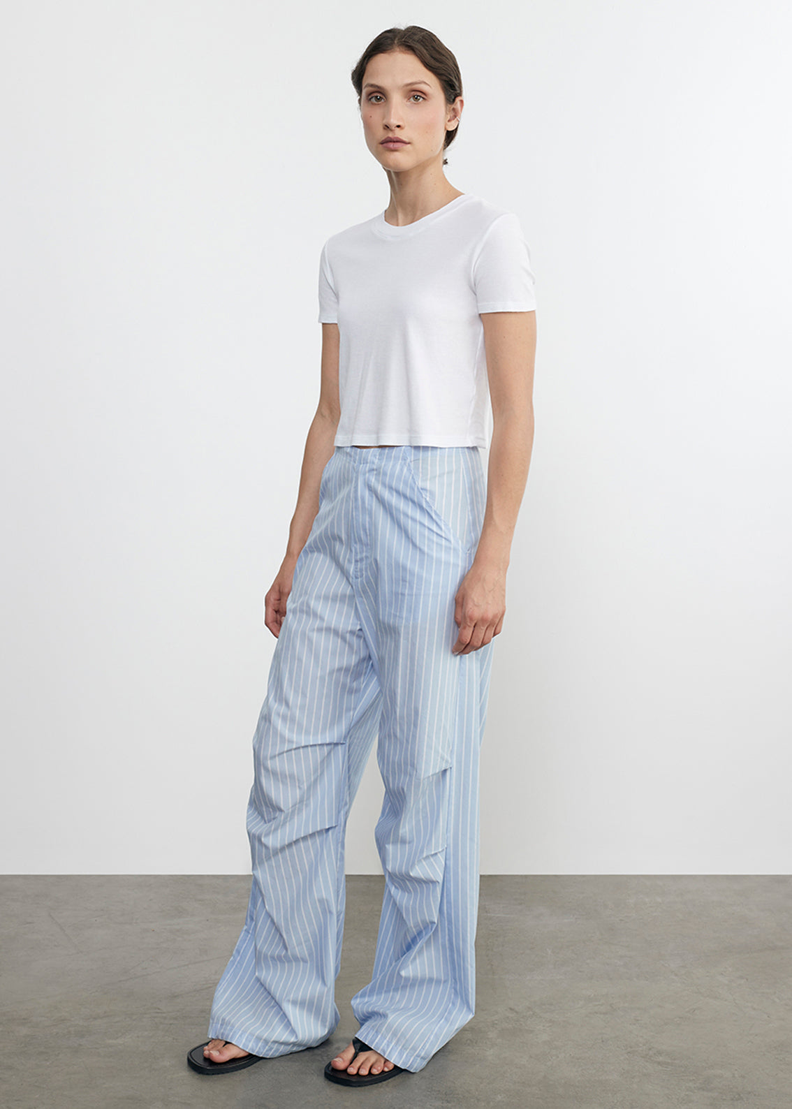 supima baby cropped tee in white