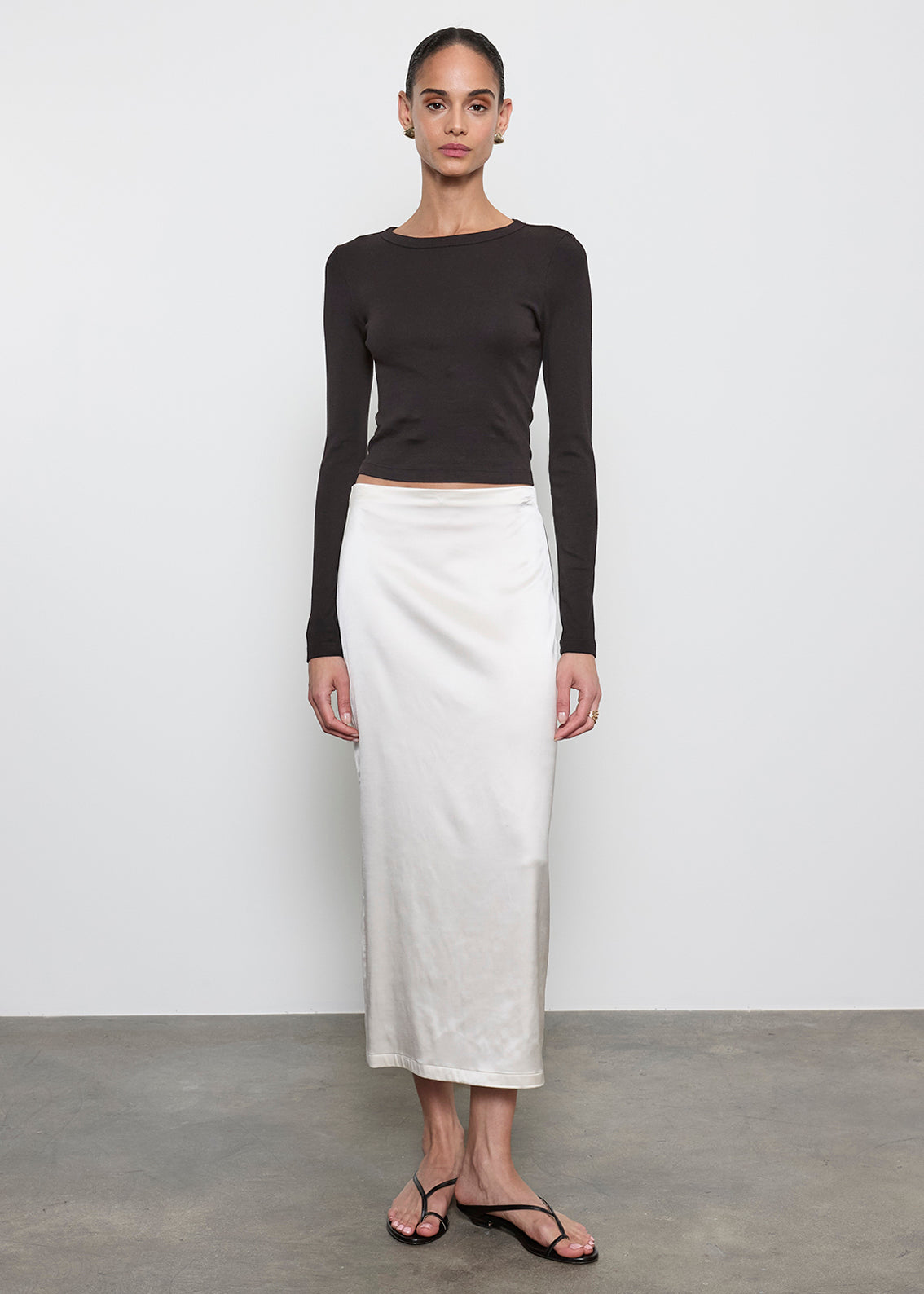 Supima Baby Rib L/S Cropped Top | Black