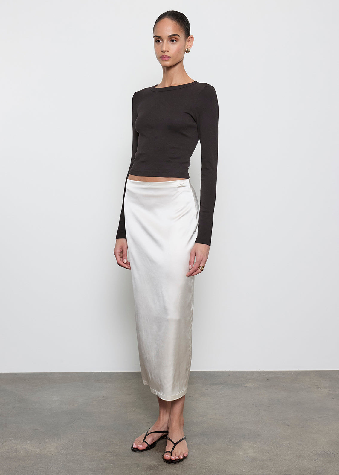 Supima Baby Rib L/S Cropped Top | Black