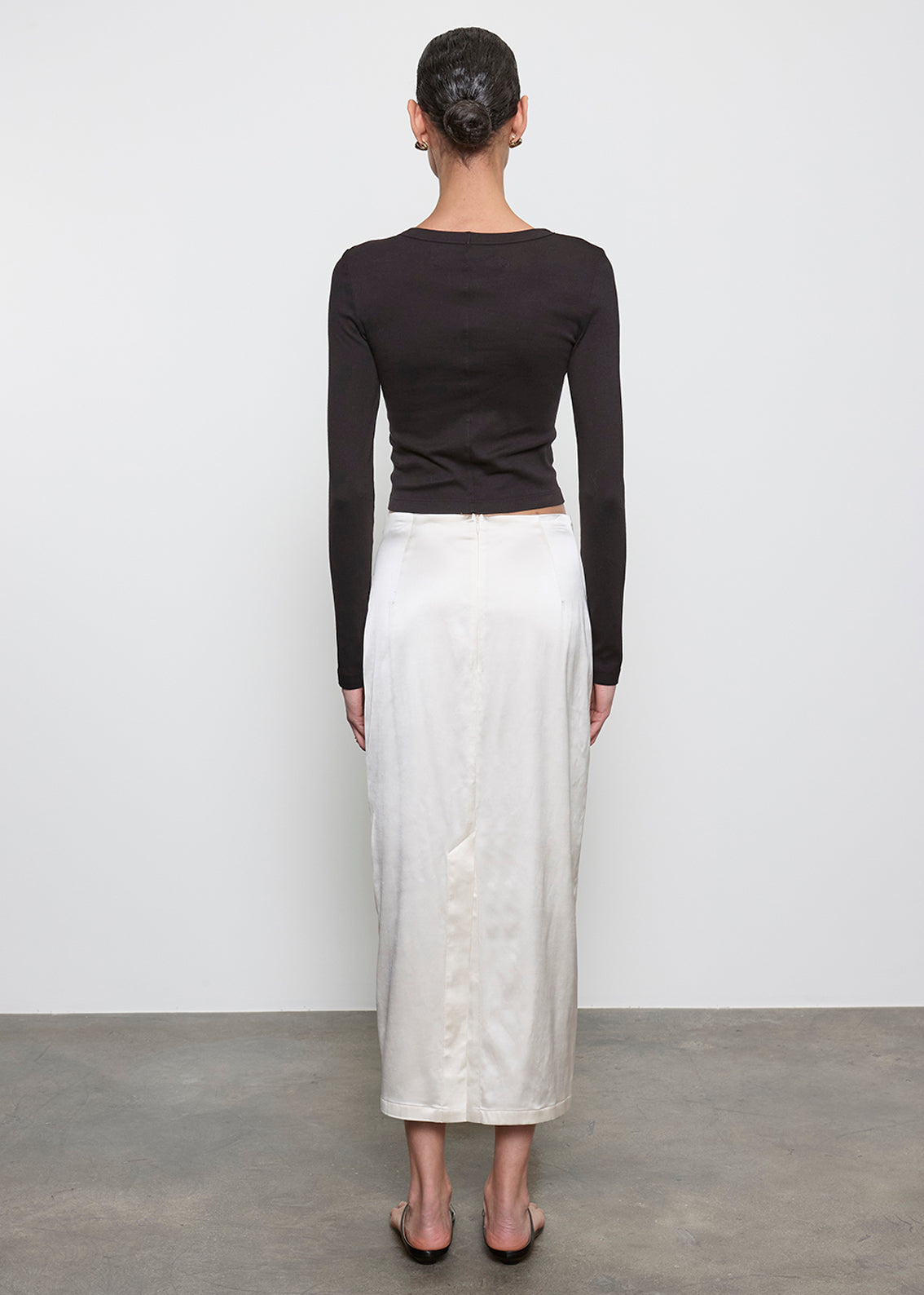 Supima Baby Rib L/S Cropped Top | Black