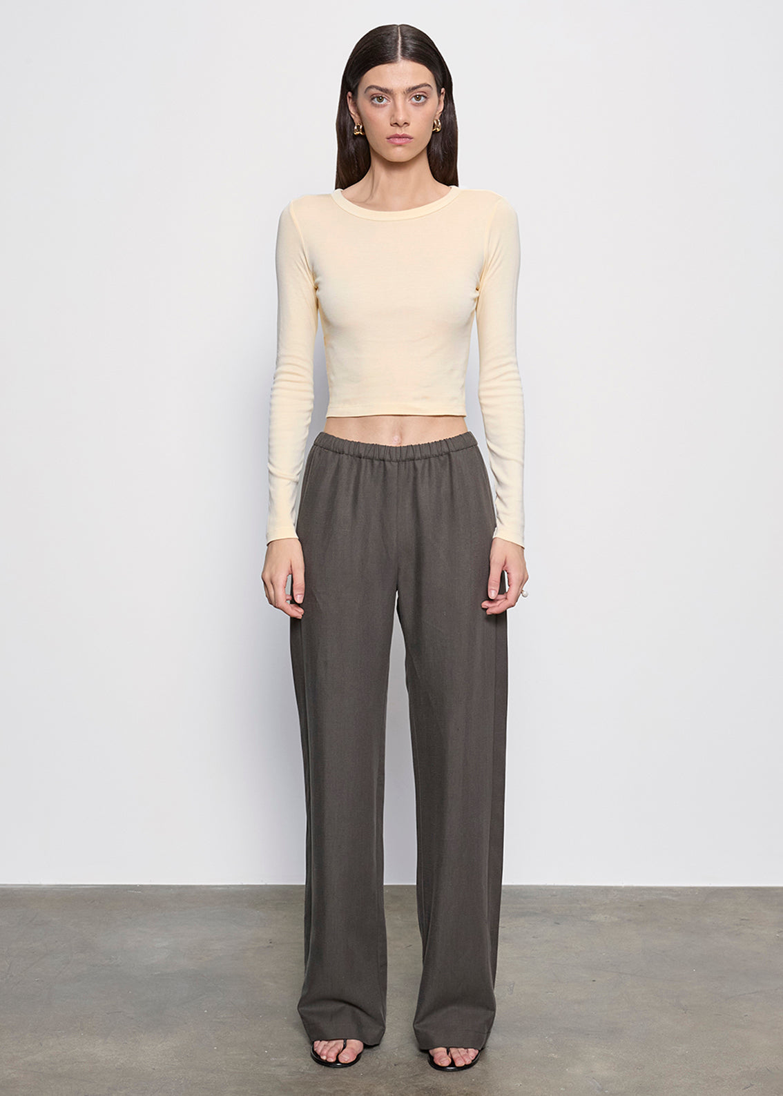 Supima Baby Rib L/S Cropped Top | Flan