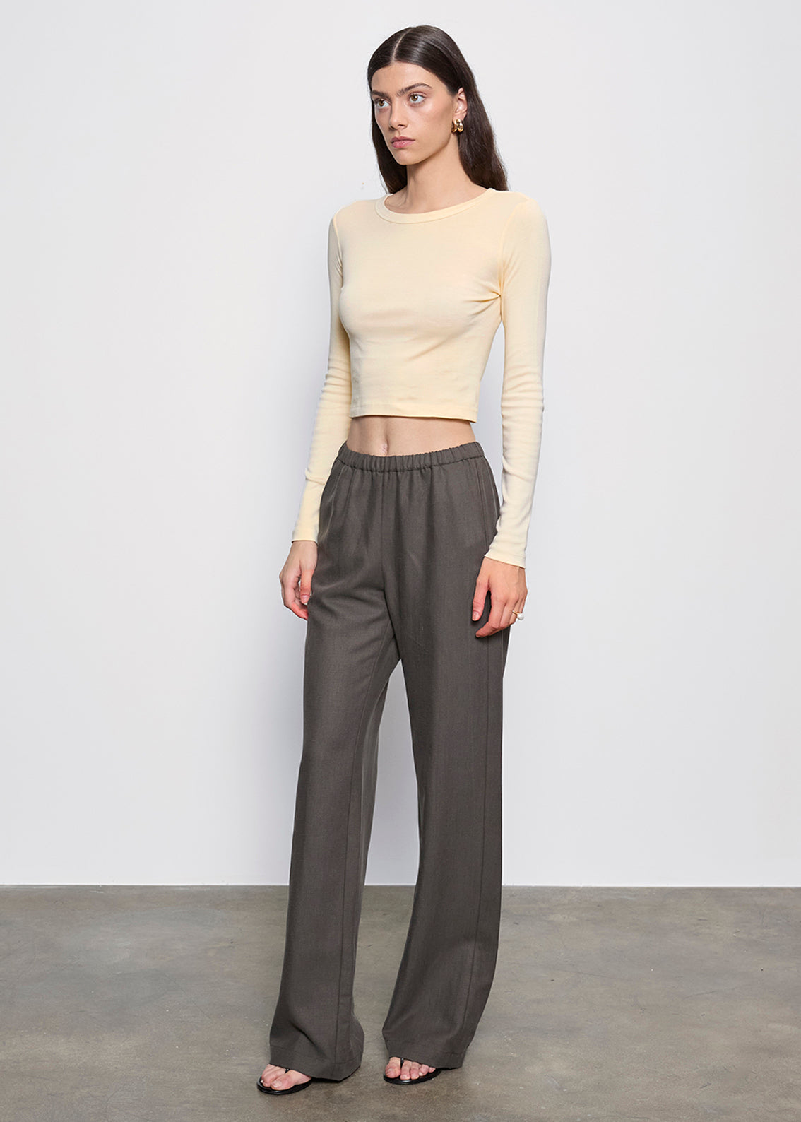 Supima Baby Rib L/S Cropped Top | Flan