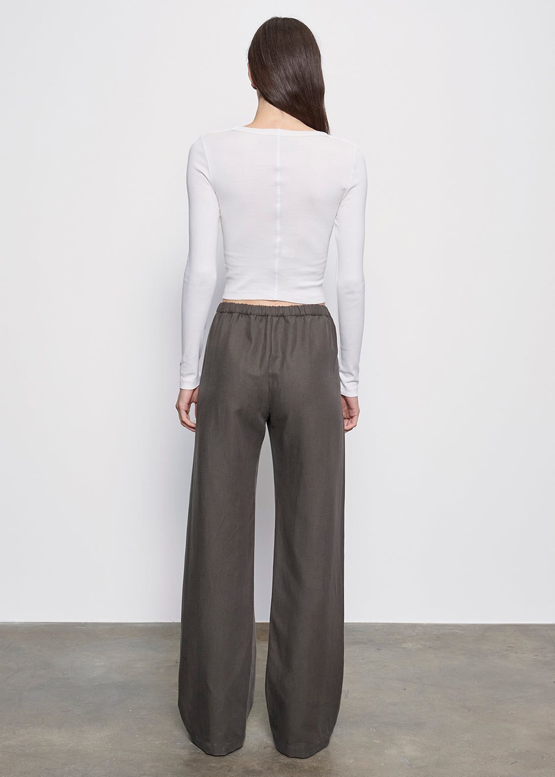 Supima Baby Rib L/S Cropped Top | Pearl Grey
