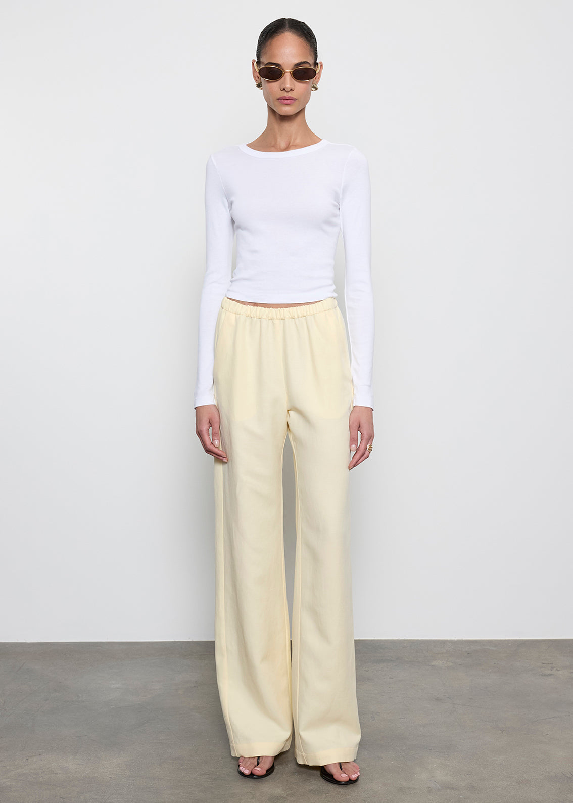 Supima Baby Rib L/S Cropped Top | White