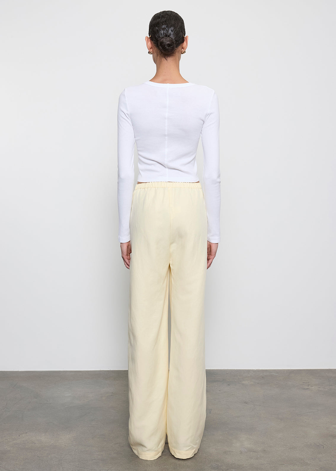 Supima Baby Rib L/S Cropped Top | White