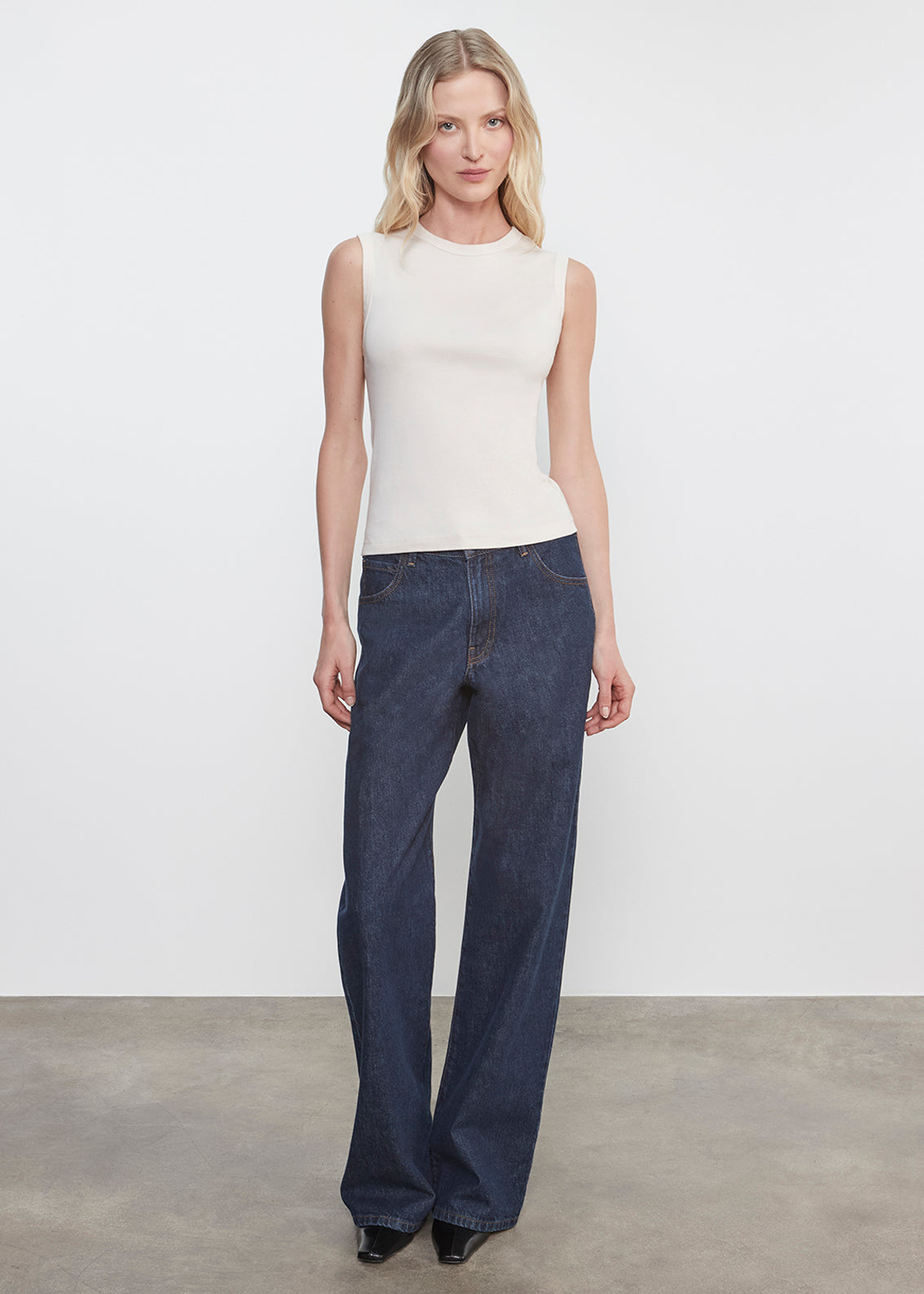 Supima Cotton New Classic  Sleeveless Tee | Alabaster