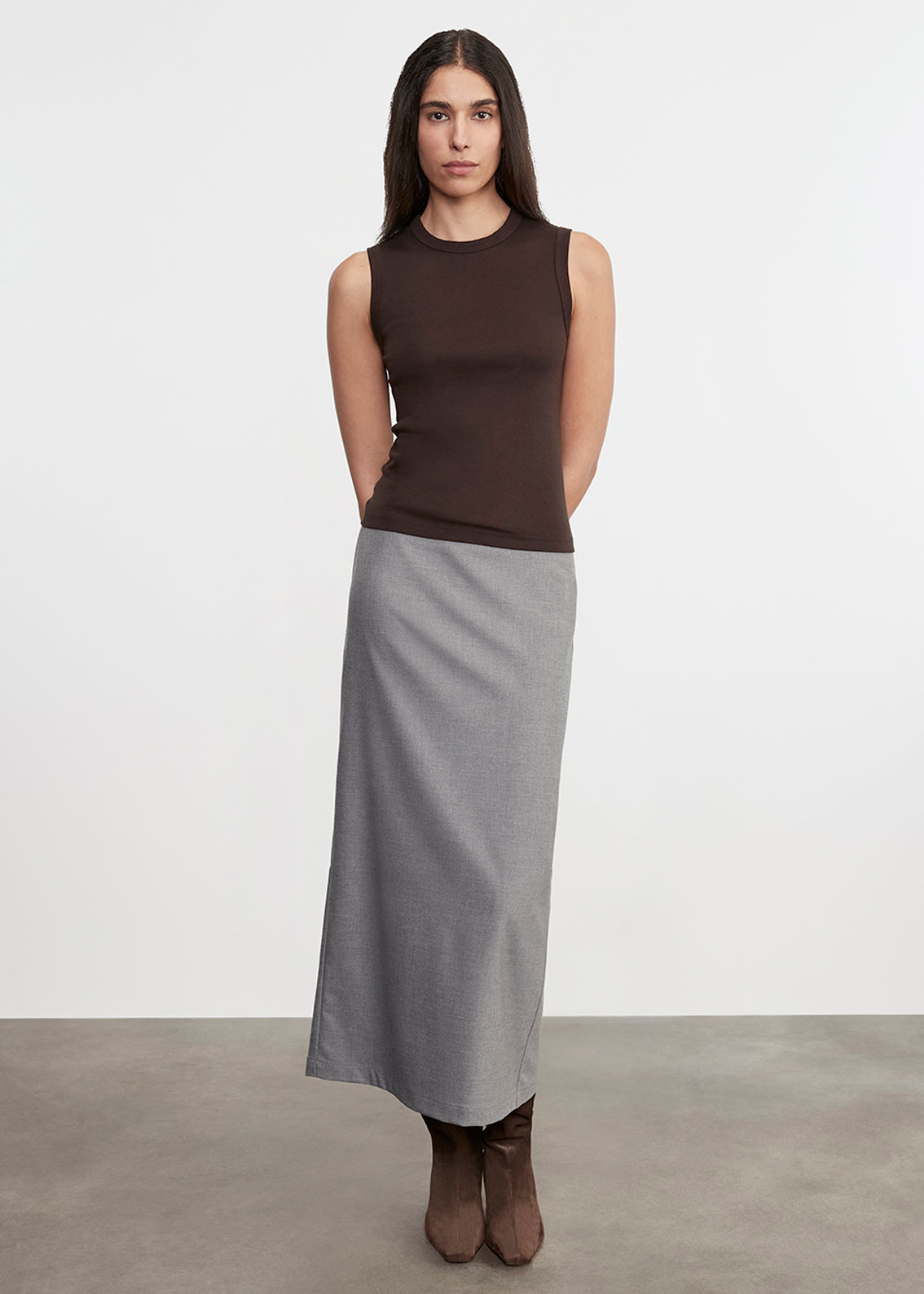 Supima Cotton New Classic Sleeveless Tee | Coffee Bean