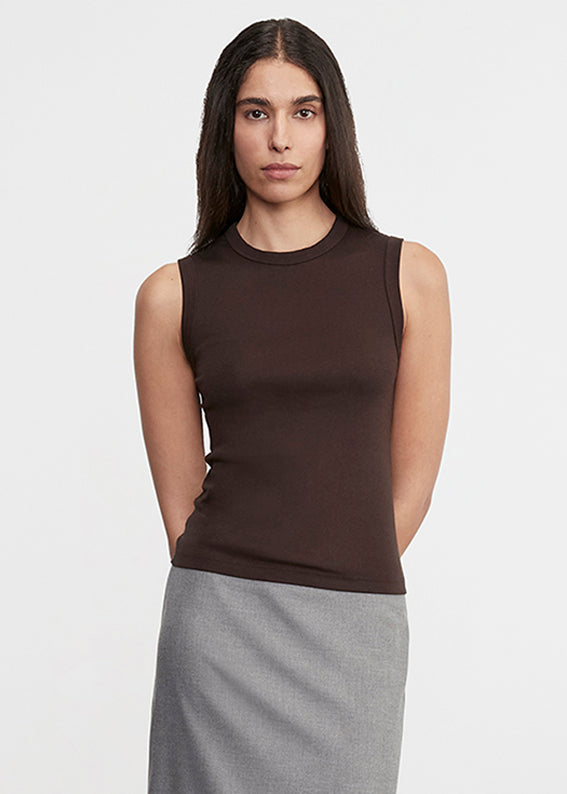 Supima Cotton New Classic Sleeveless Tee | Coffee Bean