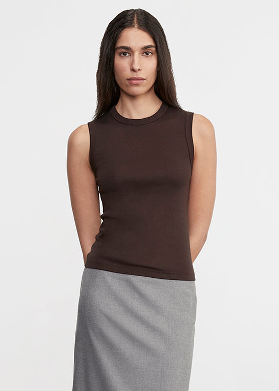 Supima Cotton New Classic Sleeveless Tee | Coffee Bean