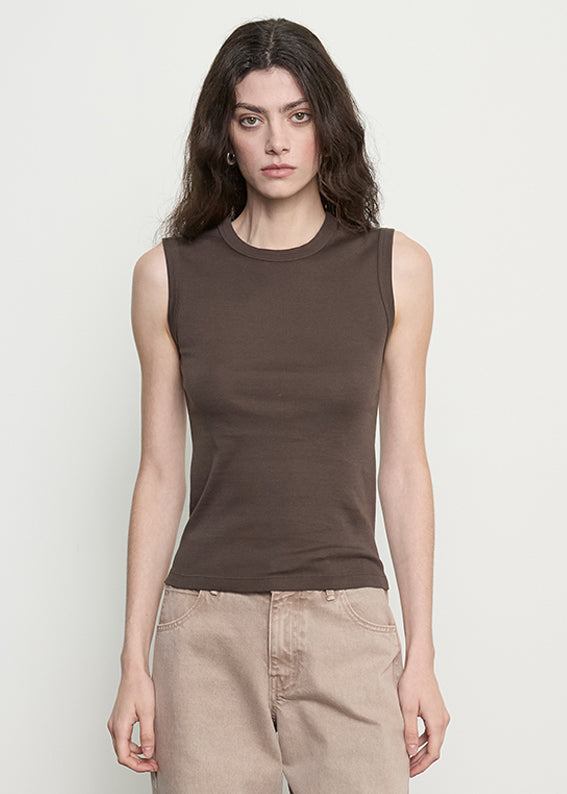 Supima Cotton New Classic Sleeveless Tee | Espresso