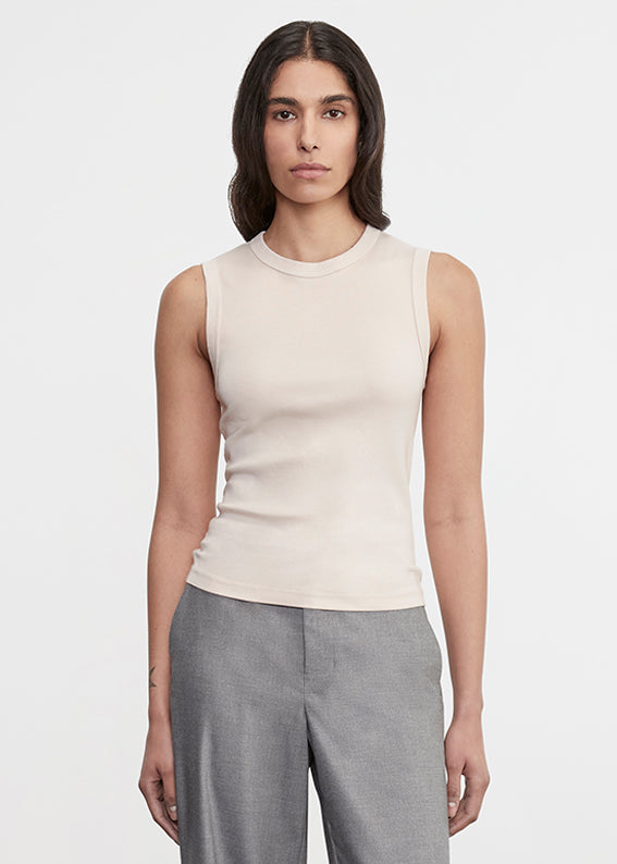 Supima Cotton New Classic Sleeveless Tee | Parchment