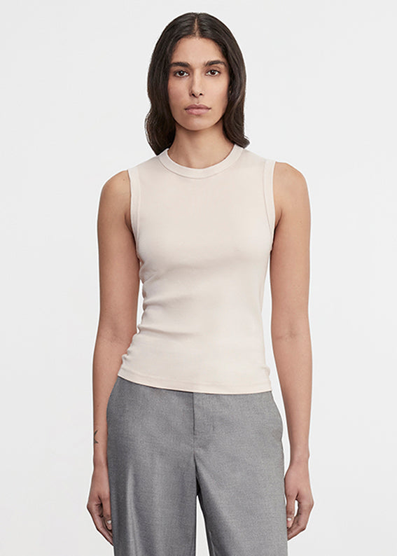Supima Cotton New Classic Sleeveless Tee |Parchment