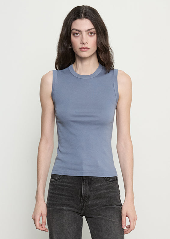 Supima Cotton New Classic Sleeveless Tee | Steel Blue