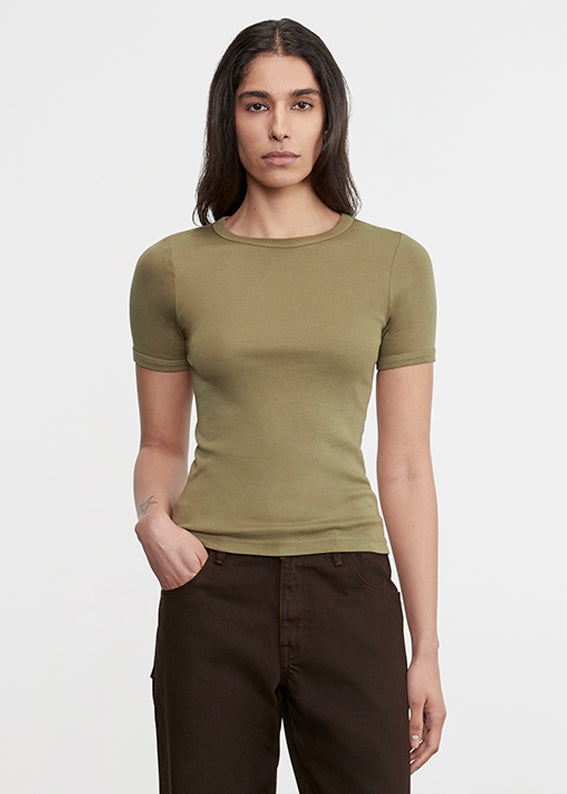 Supima Cotton New Classic S/S Tee | Olive Stone