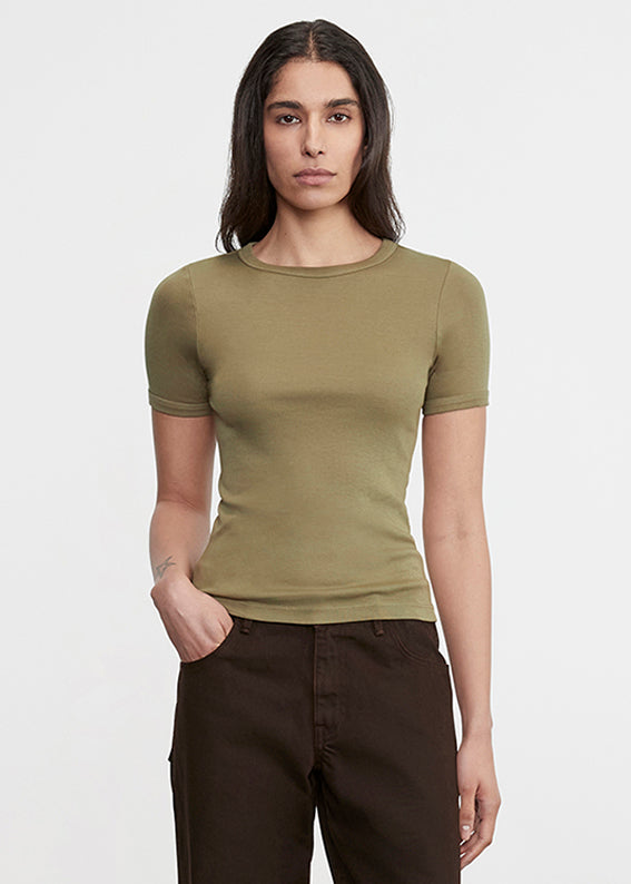 Supima Cotton New Classic S/S Tee | Olive Stone