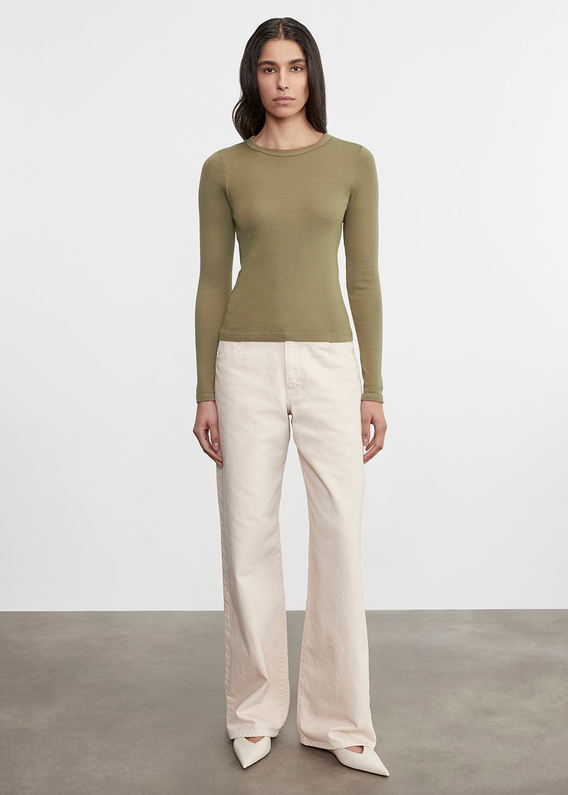 Supima Cotton New Classic L/S Tee | Olive Stone