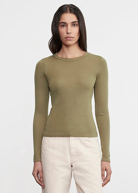 Supima Cotton New Classic L/S Tee | Olive Stone