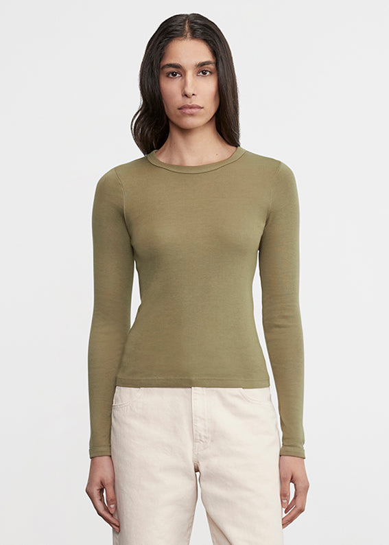 Supima Cotton New Classic L/S Tee | Olive Stone