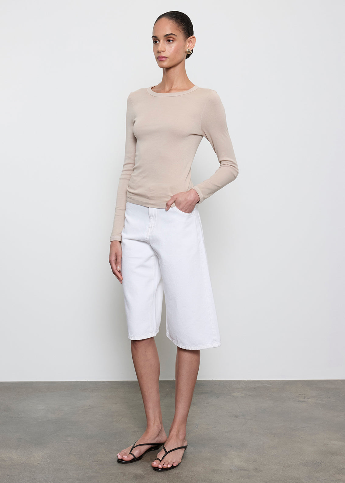 Supima Cotton New Classic L/S Tee | Stone