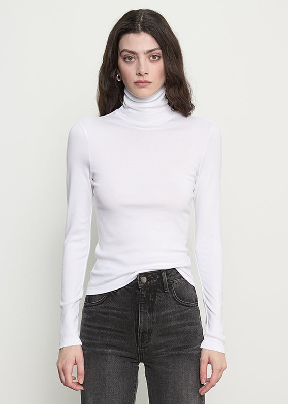 Supima Cotton New Classic L/S Turtleneck | White