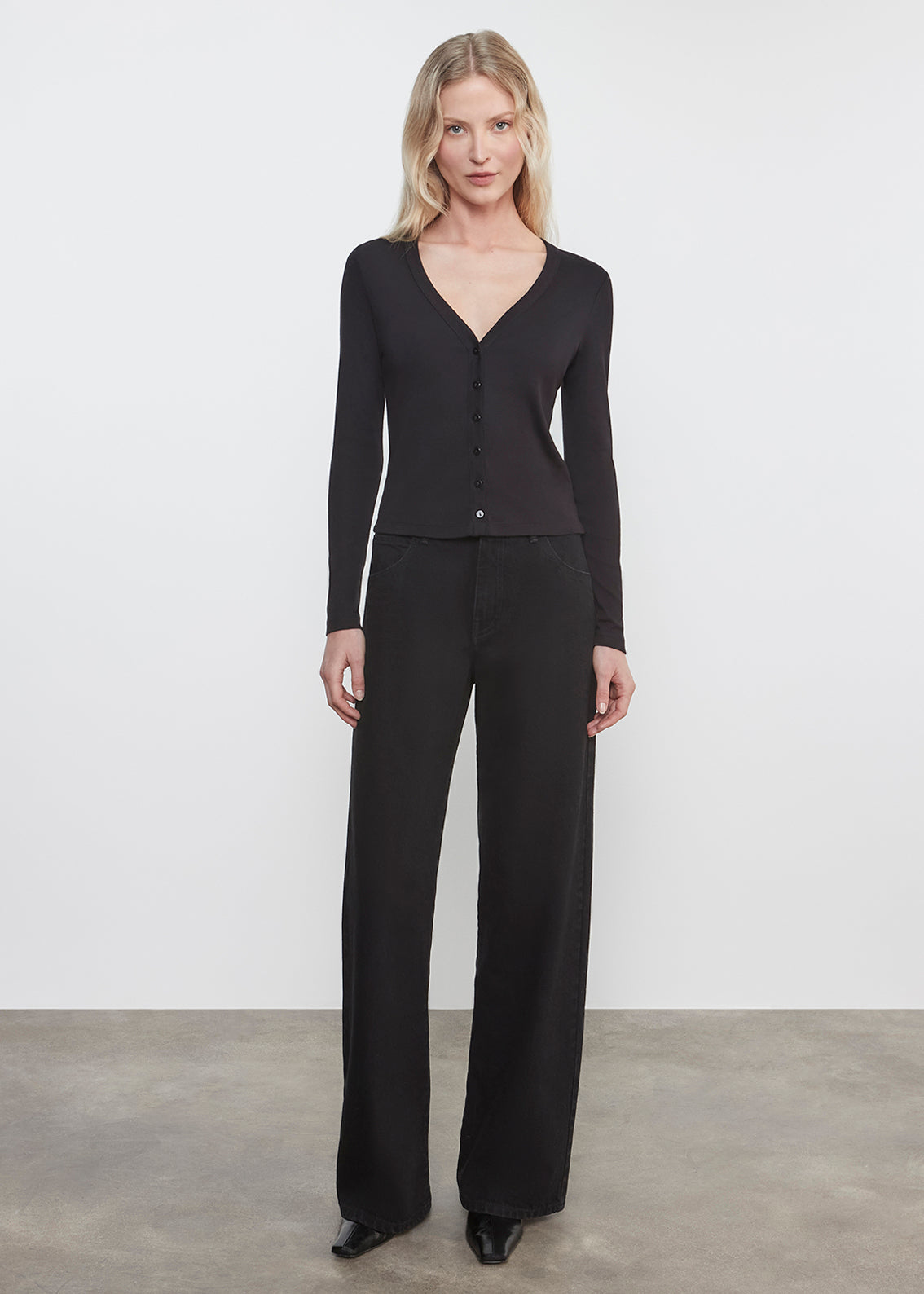 Supima Cotton New Classic V-Neck Cardigan | Black