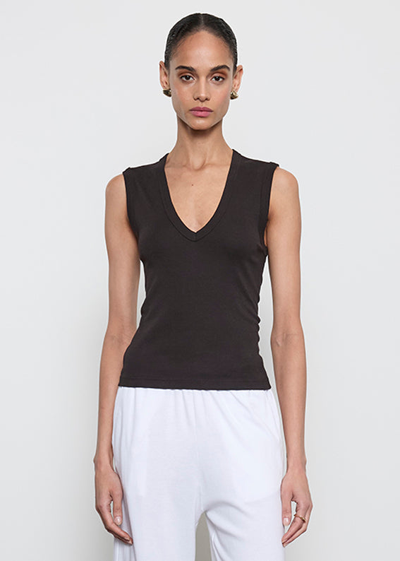 Supima Cotton Sleeveless V | Black